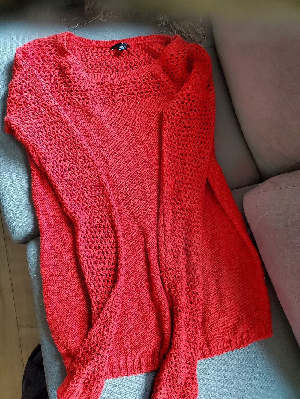Women’s Open Knit Sweater - Coral Red
